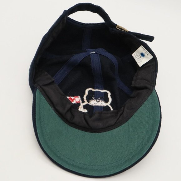 Youth Baseball Cap Hat - Navy Canada w/ Canadian Flag and Fuzzy Bear - Picture 7 of 8